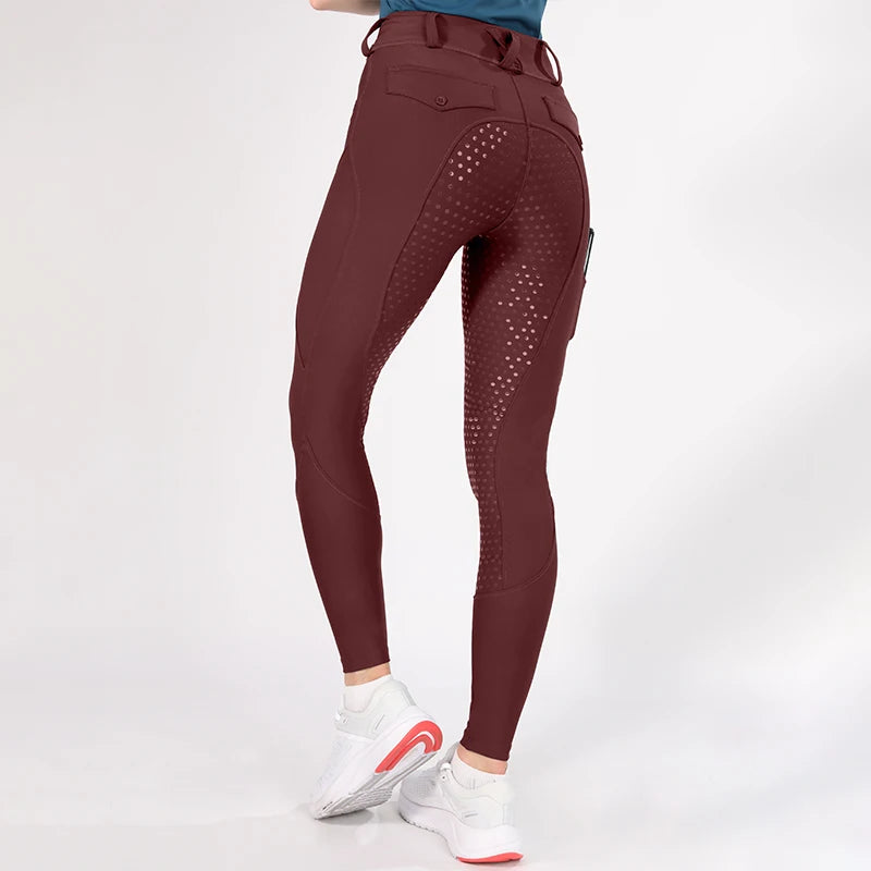 MXLLINA White Horse Riding Pants Women Equestrian Breeches Full Seat Silicone Competition Leggings Anti-pilling Sports Tights