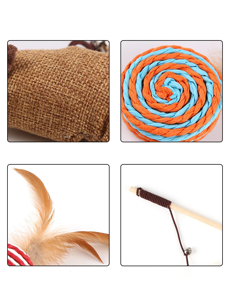 Interactive Cat Ball Pet Chew Rope Mouse Scratcher Toys