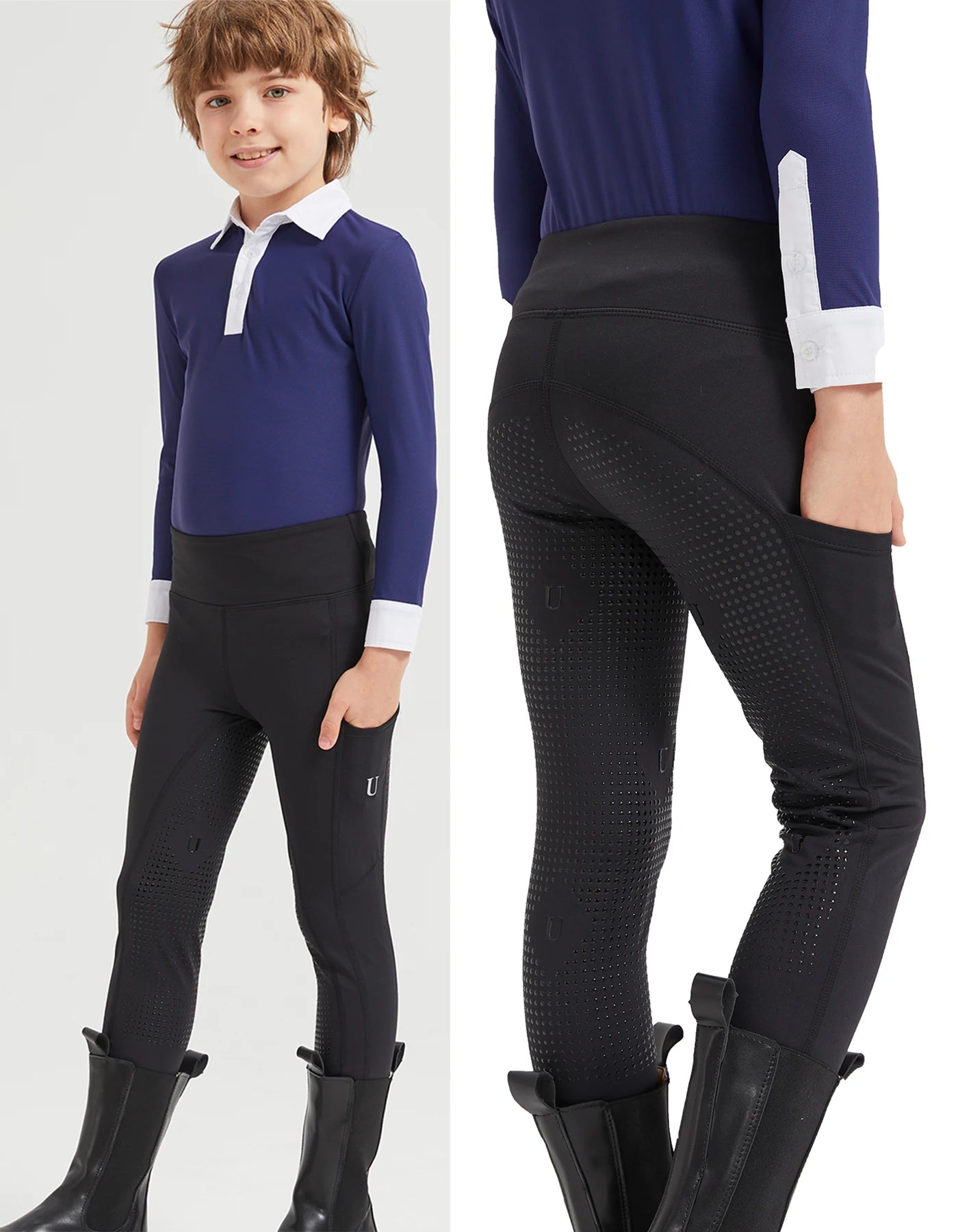 Summer children's equestrian pants high elasticity knitted children's horse riding pants full silicone
