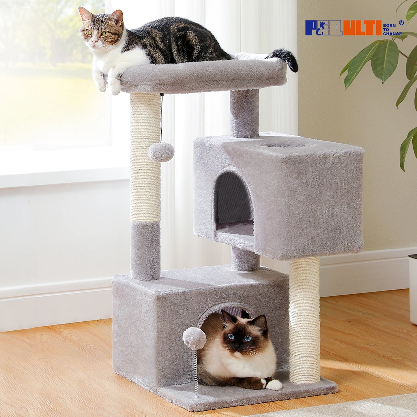 Large Cat Tree for Indoor Cats Multi-Level Cat Tower with Spacious Condos Sisal Scratching Pad Kitten House Accessories Cat Toys