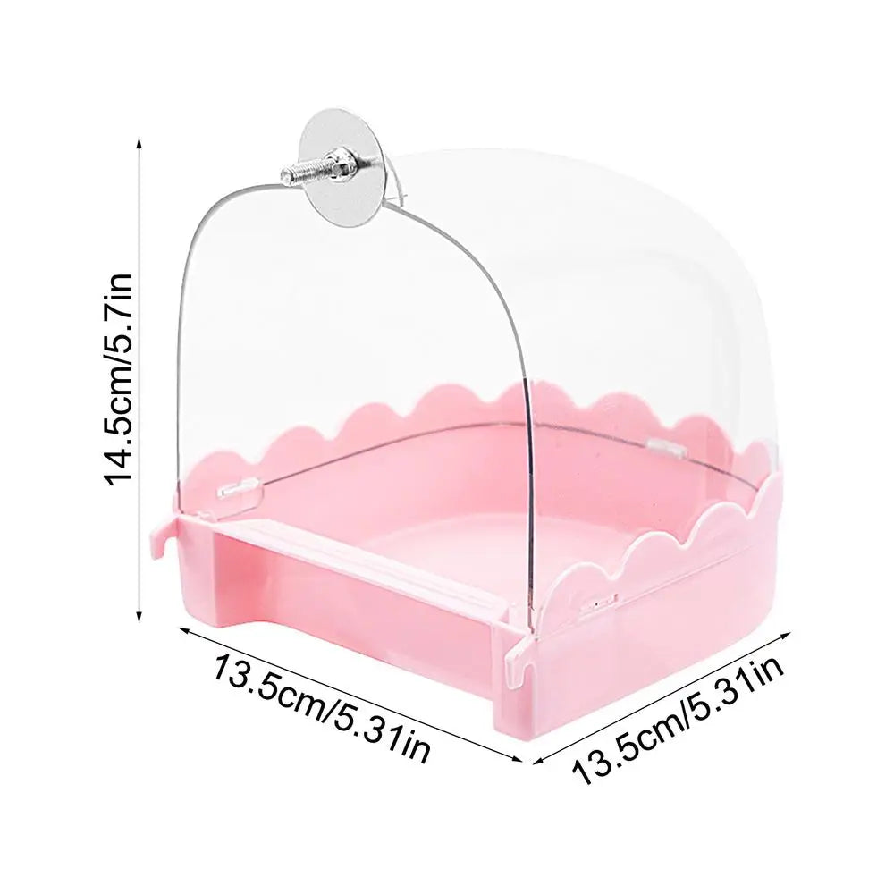Bird Bath For Cage Spacious Parakeets Shower Bathtub Multifunction Cleaning Pet Supplies Bird Cage Accessories Clear Bathtub