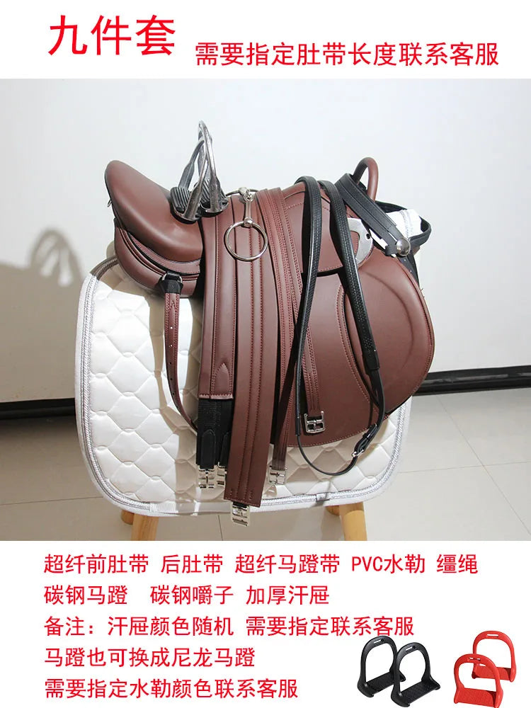 Armrest Full Set Comprehensive Novice Saddle Microfiber Wear-Resistant Horse Harness Equestrian Saddle English Saddle