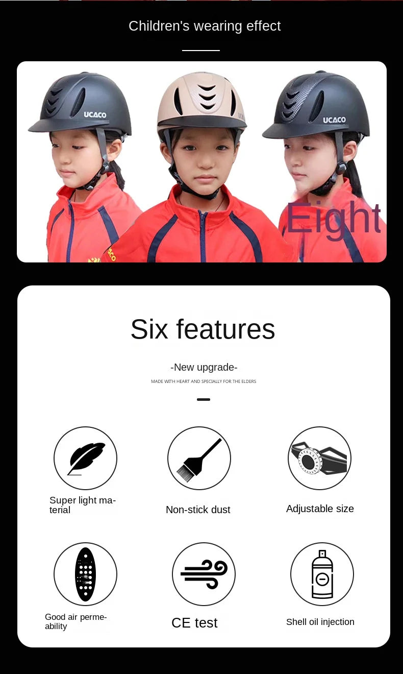 50-61cm Ultra Light Adults Children's Equestrian Helmet Adjustable Riding Helmet Knight Hat Removable Brim Horse Equipment
