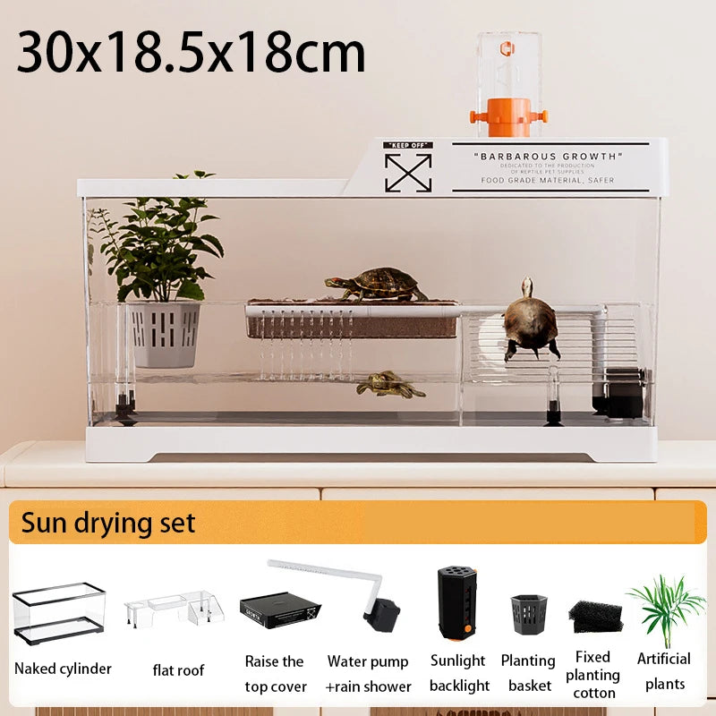 Reptile Terrariums Desktop Ecological Tank Amphibious Transparent Landscaping Terrariums Turtle Tarantulas Geckos Breeding Box