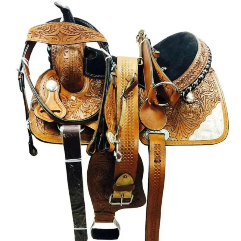 Beautiful Hand Tooled Western Saddle Leather Barrel Racing Pleasure Trail Western Riding Equestrian