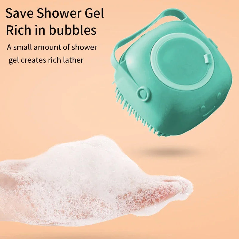 Soft Safety Bathroom Gloves Puppy Dog Cat Bath Massage Gloves Brush Silicone Comb with Shampoo Box Massager Comb Grooming Shower Brush
