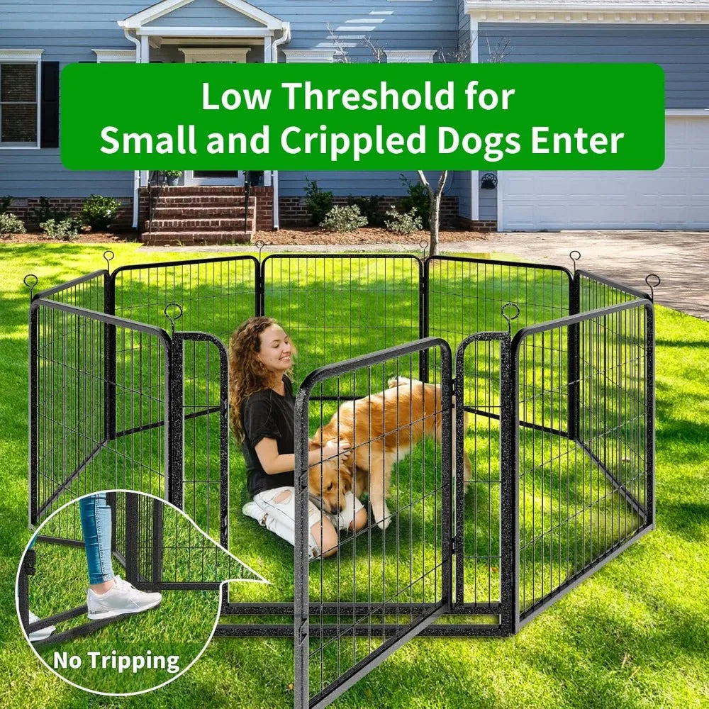 Dog Playpen Outdoor Extra Wide 32 Panels Heavy Duty Dog Fence 32" Height Anti-Rust with Doors Portable for RV Camping Yard
