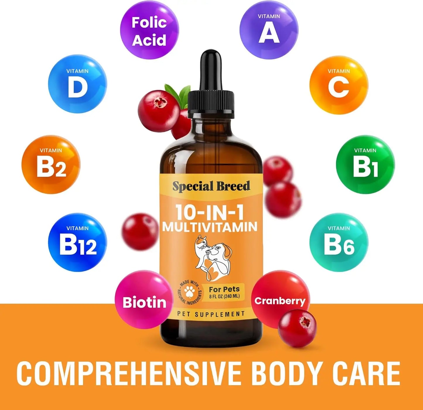 8 Ounce (Pack of 1)10-in-1 Liquid Multivitamin for Dogs and Cats, 8 Ounce Multi Vitamin Supplement, Vitamin for Dogs, Cats,