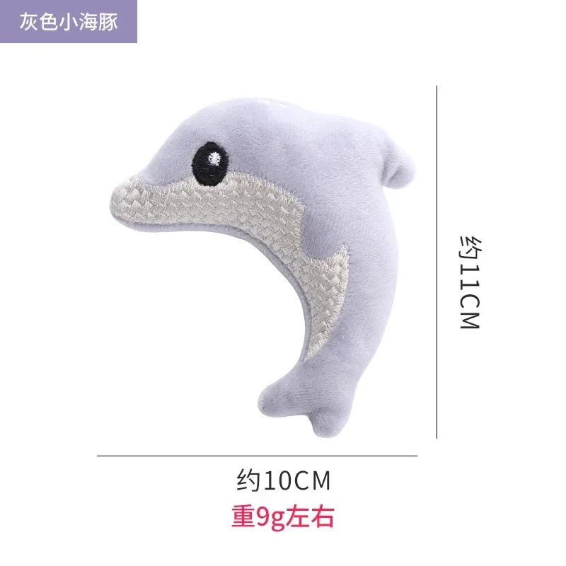 Pet cat toy Cute stuffed animal baby dolphin with catnip nibble toy