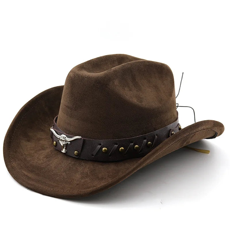 New Western Cowboy Hats Vintage Roll Brim Gentleman Cowgirl Jazz Hat Holidays Party Cosplay Hat