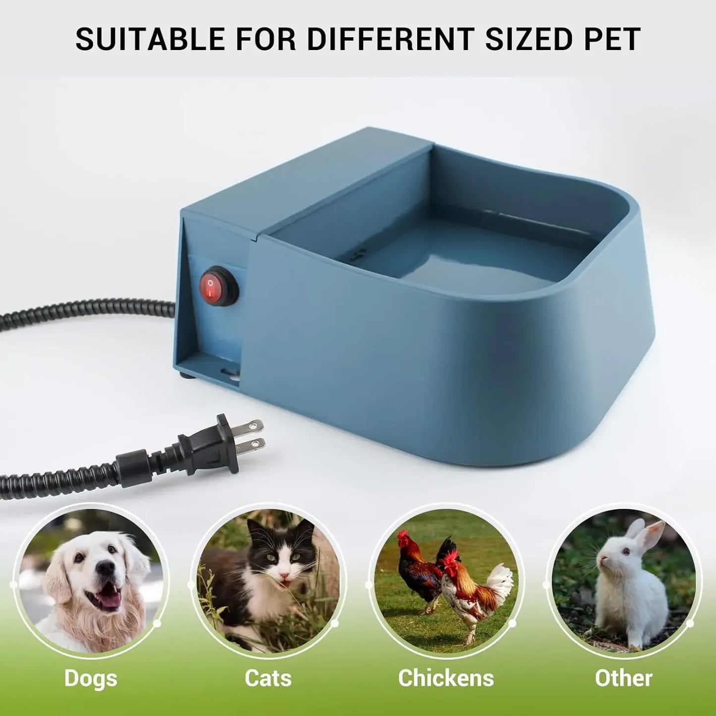 Heated Automatic Water Bowl for Dogs, Heated Dog Automatic Filling Outdoor Bowl, Heated Auto Waterer for Dog, Cats, Chicken, Animals