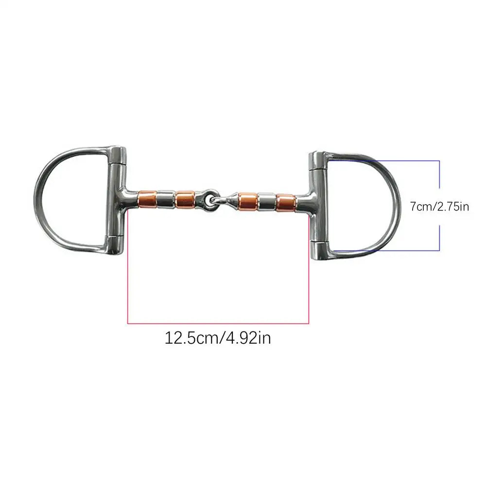 Horse Snaffle Bit D Ring Mouth Bit Roller With Copper Single Joint Horse Bit D-Ring Snaffle Bits For Equestrian Supplies
