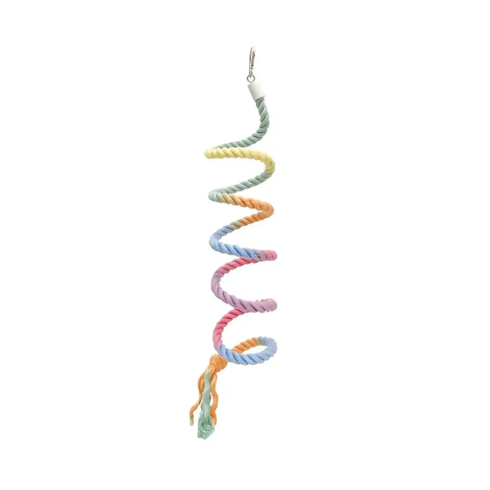 Screw Head Colored Cotton Parrot Pole Sturdy Hanging Clip Parrot Standing Woven Rope Rotating Comfortable Bird Bite Toy Climbing Pet