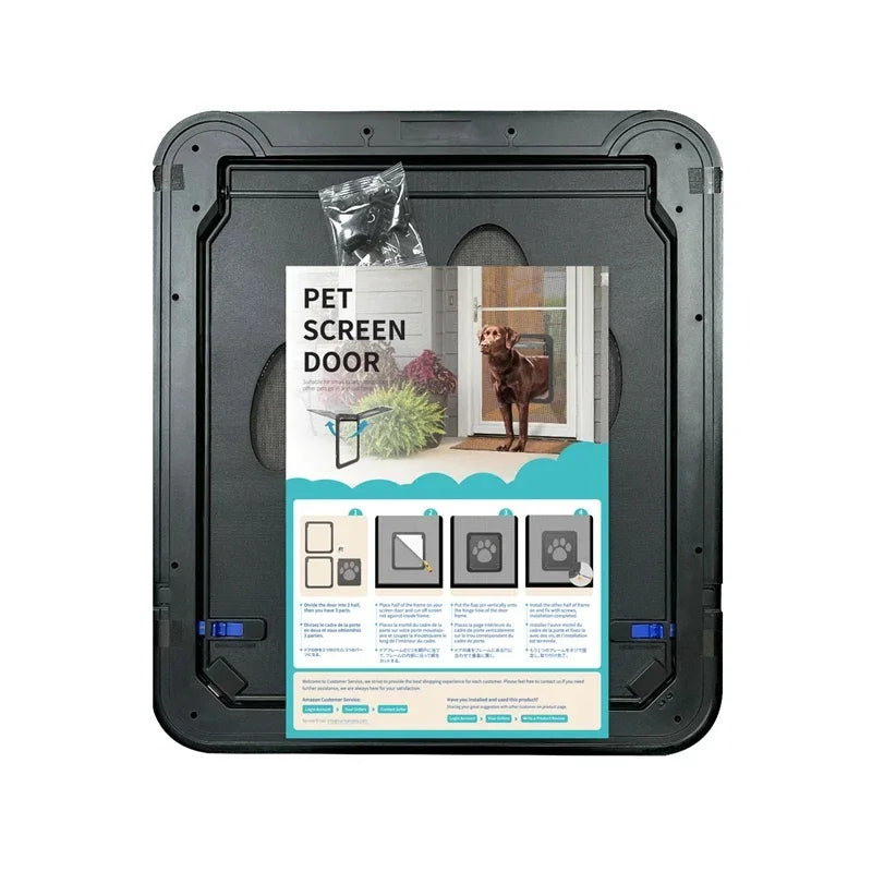 4-Way Lockable Plastic Pet Big Dog Cat Door for Screen Window Safety Flap Gates Pet Tunnel Dog Fence Free Access Door for Home