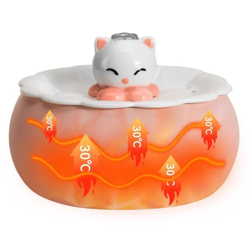 Drinker For Cat Pet Fountain Ceramic Winter Warm, Smart Auto Pet Water Dispenser 30℃ Heated, Cat Drinking Bowls Kitten Water Bowls