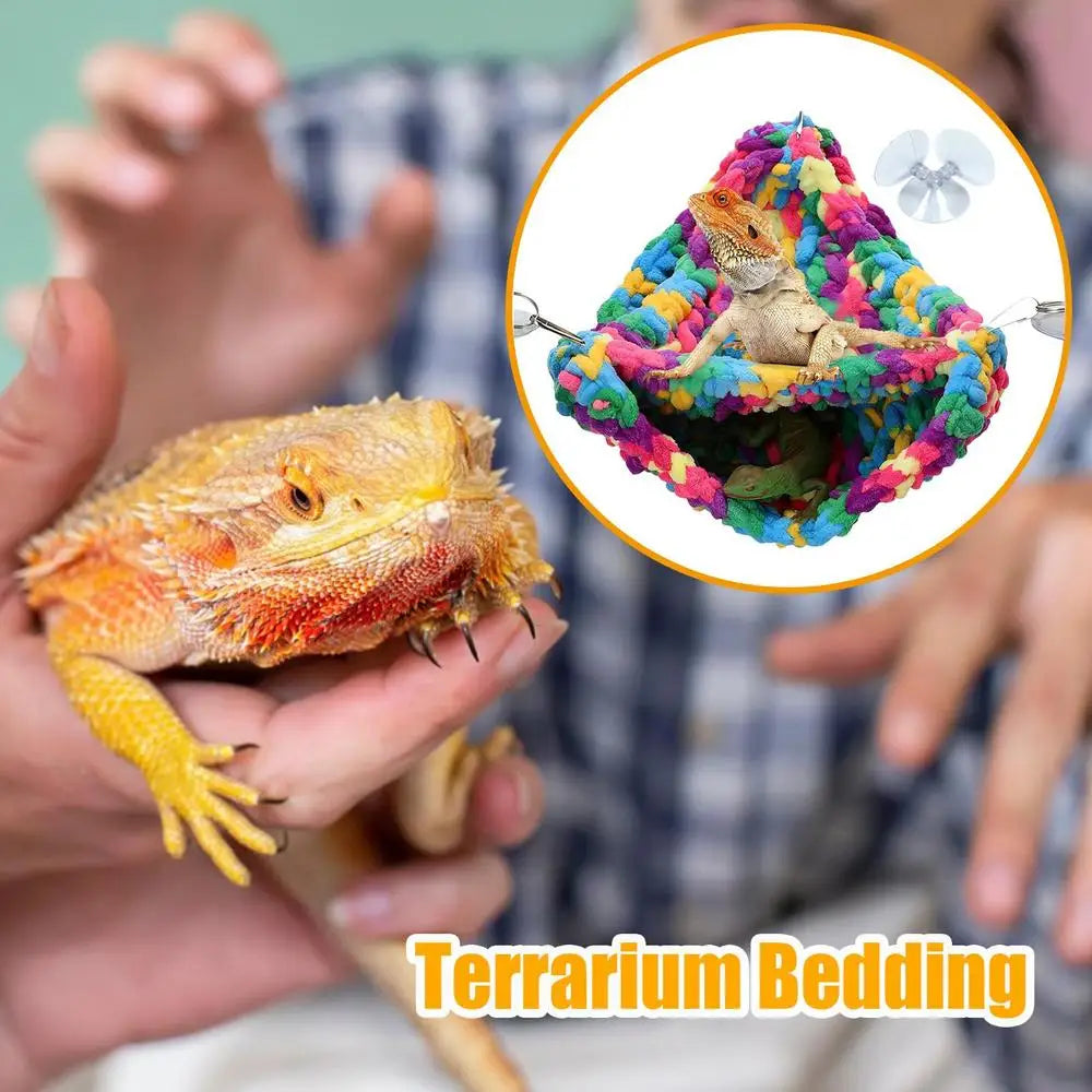 Double Layered Bearded Dragon Hammock Soft Hand-Woven Swing Bed Reptile Hammock For Lizards Chameleons Parrots Geckos