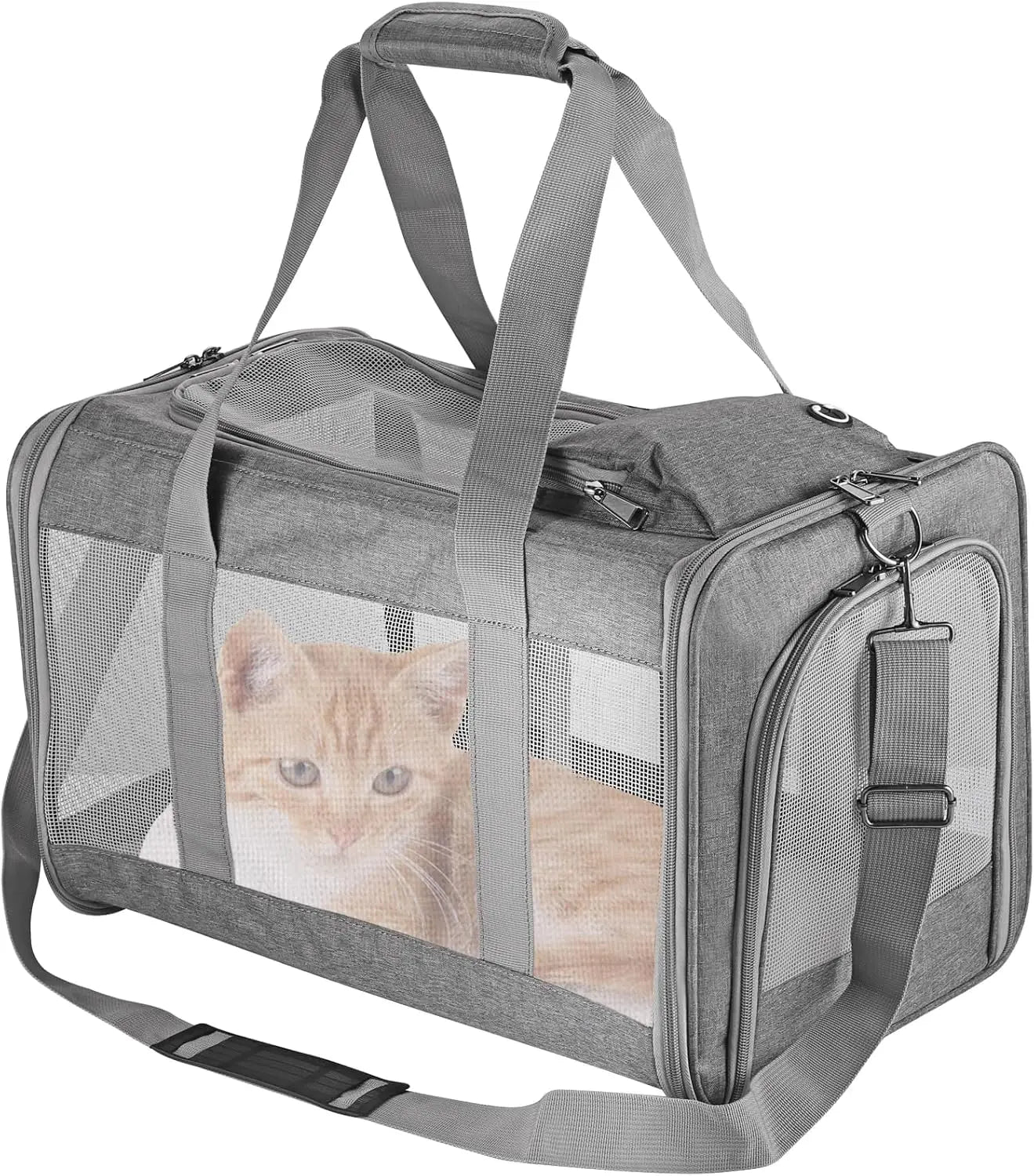 Dog Carrier, Cat Carrier Airline Approved Soft Pet Carrier with Breathable Honeycomb Board, Removable Support Board for Car,