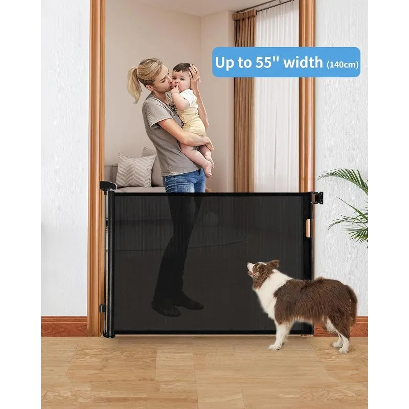 Retractable Baby Gate, Mesh Dog Gate,33" Tall ,Extends up to 55" Wide, Gate for Doorways