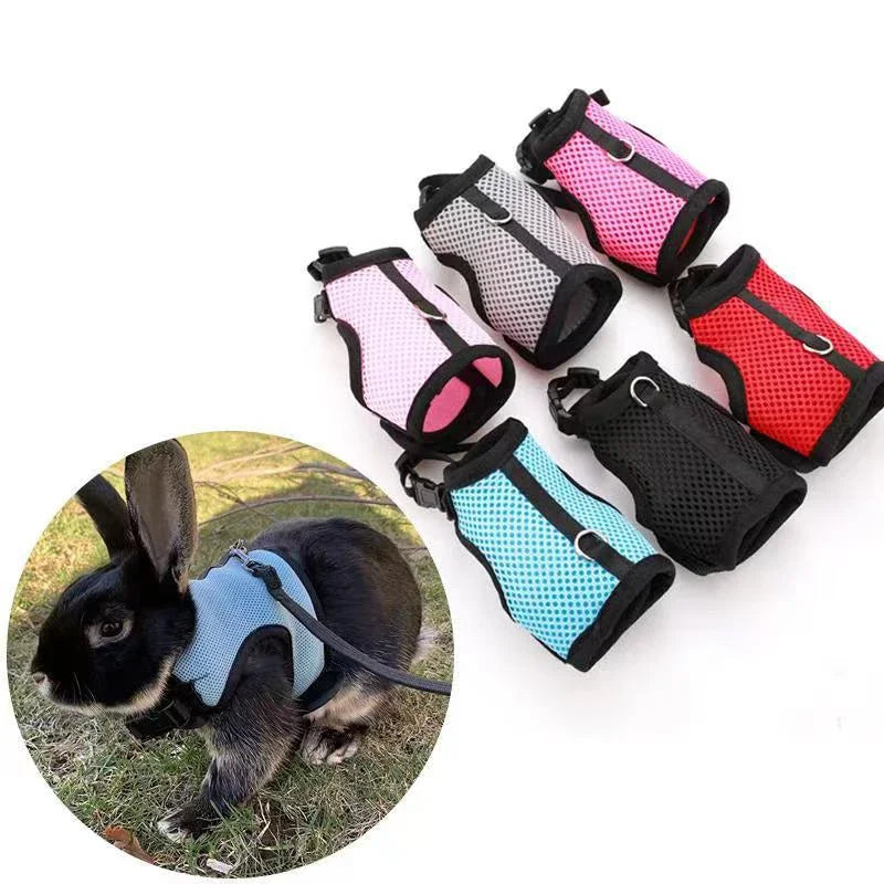 Mesh Breathable Ferret Bunny Harness Leash Set for Small Animals Rabbit Hamsters Summer Walking Pet Lead Pet Accessories
