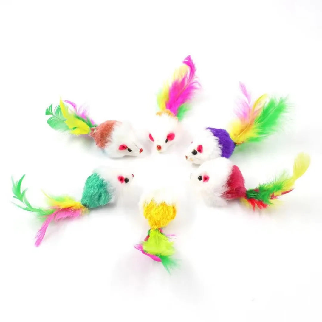 New Pet Cat Toys Interactive Cute Soft Fleece False Mouse Colorful Feather Funny Playing Training Toy for Cats Kitten Pet Supplies