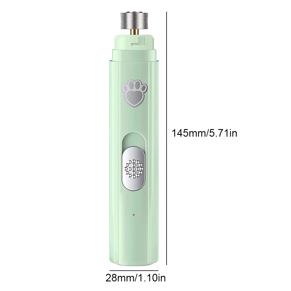 Electric Dog Nail Grinder USB Rechargeable LED Light Pet Nail Clipper Painless 2-Speed with Polisher Wheel for Pet Paws Grooming