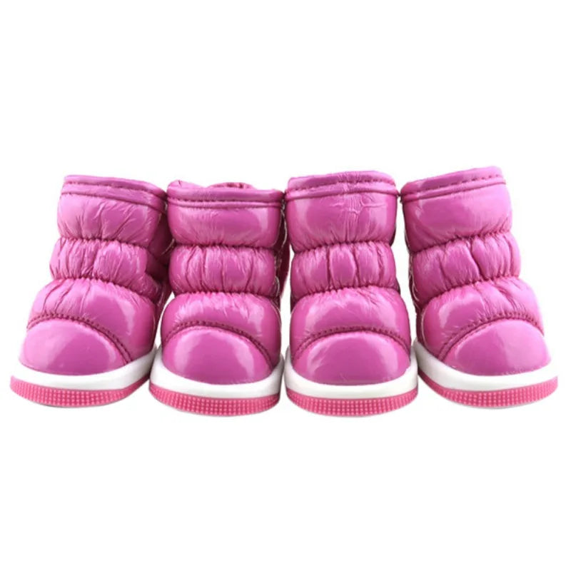 4pcs/sets Winter Dog Shoes Warm Fleece Puppy Pet Shoes Waterproof Dog Snow Boots For Small Dogs Chihuahua Yorkie Teddy Shoes