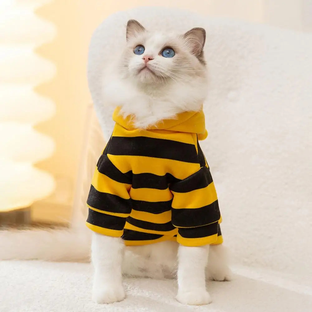 Bee Pet Puppy Coat Apparel Outfit Dog Hoodies Dog Halloween Clothes Winter Cat Holiday Cosplay Outfit for Small Medium Dogs Cats
