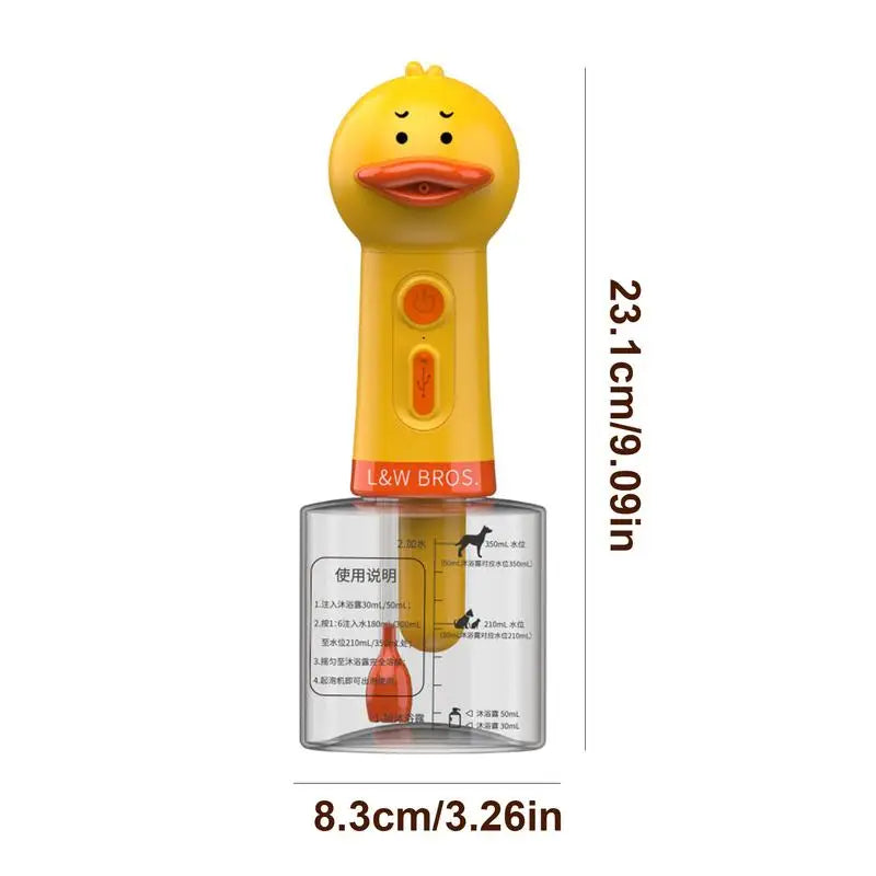Yellow Duck Pet Cleaning Machine Type-C Charging Automatic Soap Dispenser Bathing Electric Foam Machine Pet Accessories