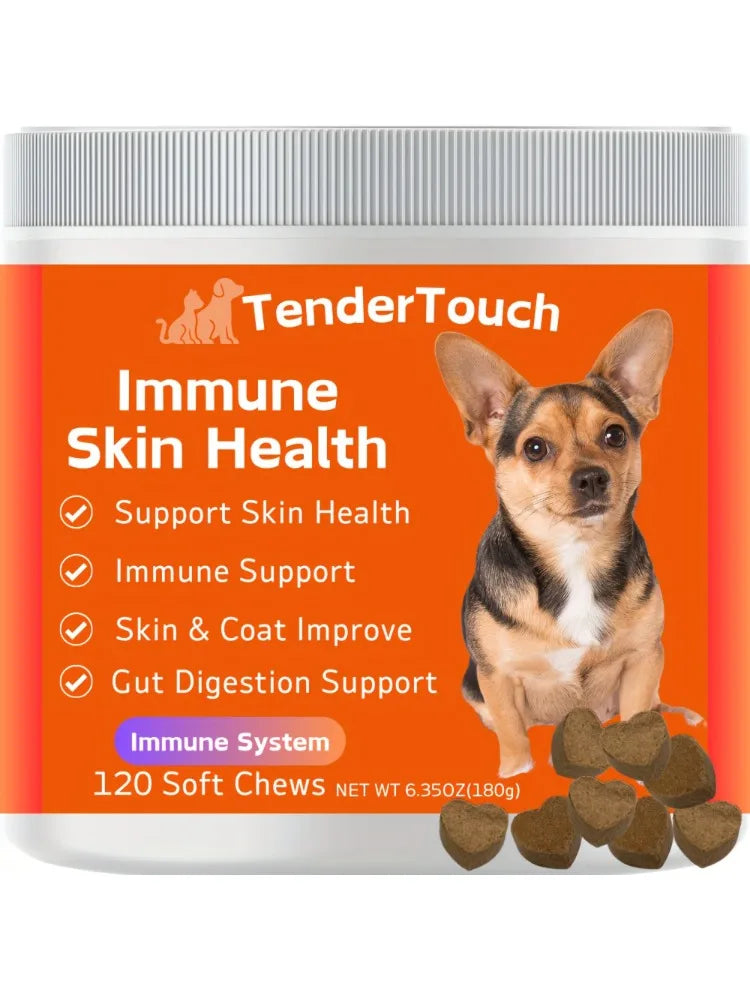 120 Chews - 1 Pack (1 x 180g/6.35oz) 180g/6.35oz - TenderTouch Allergy & Immune Supplement for Dogs - Dog Allergy Support