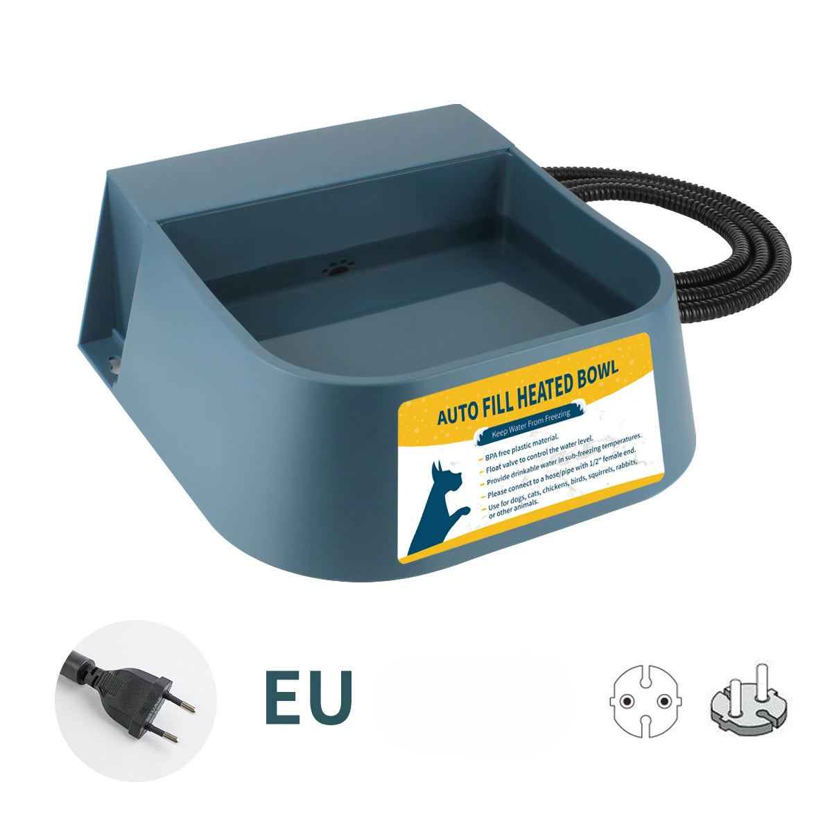 Heated Automatic Water Bowl for Dogs, Heated Dog Automatic Filling Outdoor Bowl, Heated Auto Waterer for Dog, Cats, Chicken, Animals