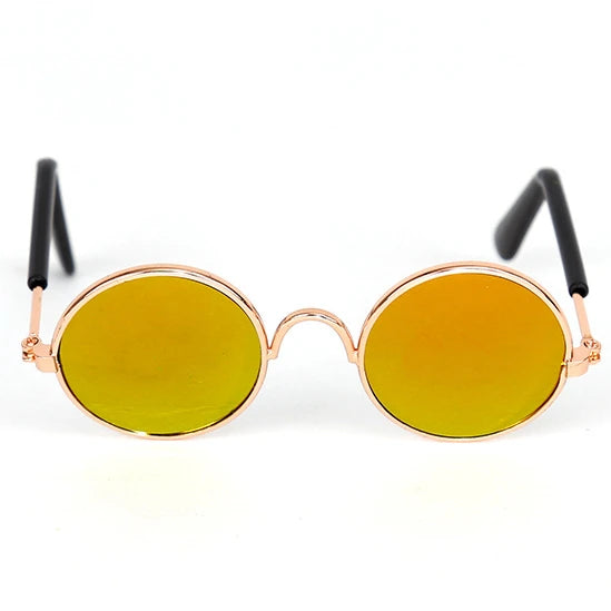 Cute Vintage Round Cat Sunglasses Pet Photos Props Reflection Eyewear Glasses for Cats Small Dog Pet Dog Cat Accessories