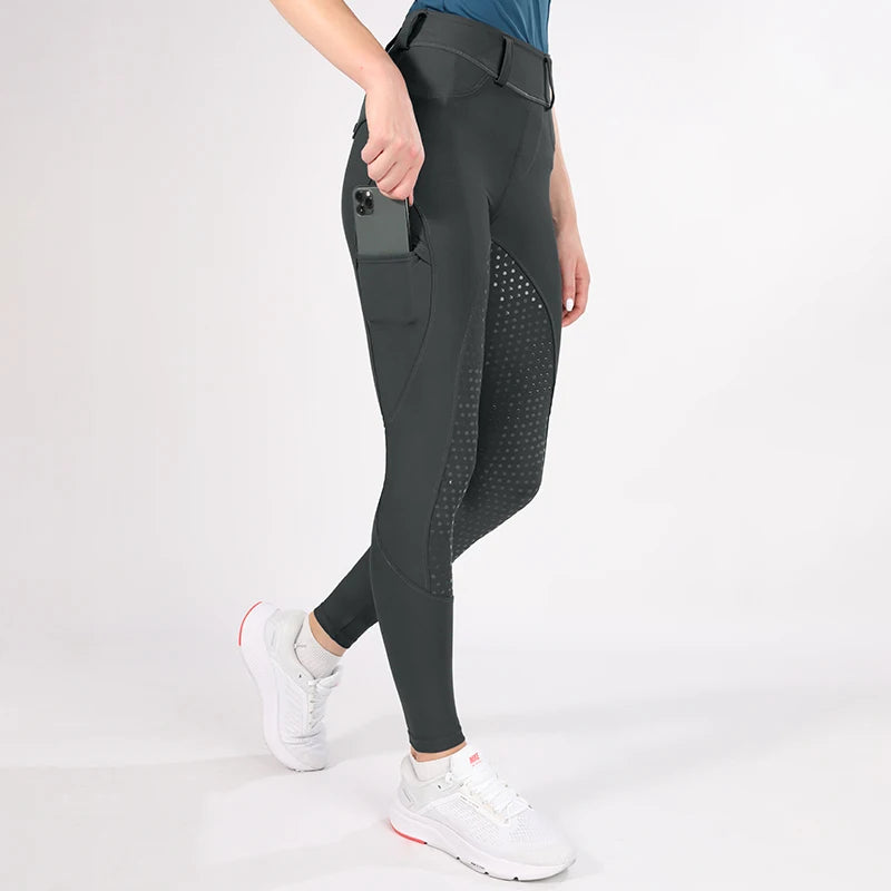 MXLLINA White Horse Riding Pants Women Equestrian Breeches Full Seat Silicone Competition Leggings Anti-pilling Sports Tights