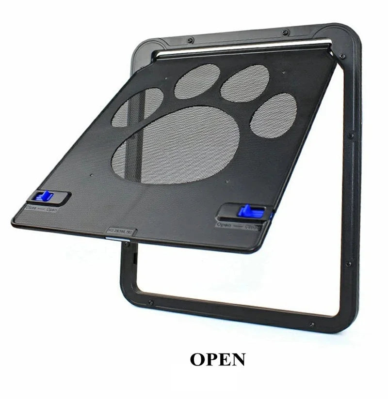 4-Way Lockable Plastic Pet Big Dog Cat Door for Screen Window Safety Flap Gates Pet Tunnel Dog Fence Free Access Door for Home