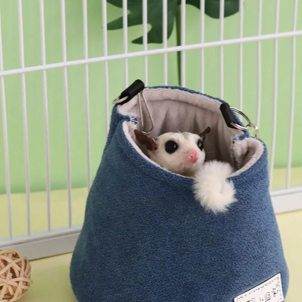 Opening Winter Sugar Glider Pouch Cloth/Plush Soft Squirrel Bed Cage with Hook Comfortable Hamster Hanging Bed