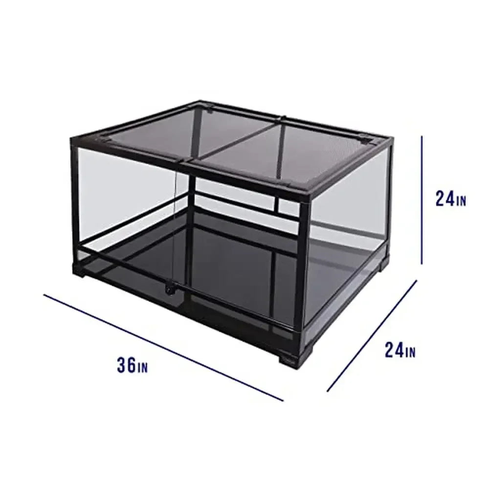 Large Deep Terrarium Lizards Easy Assembly Carolina Custom Cages 36Lx24Dx24H Key-Lock Security Waterproof Base Tempered Glass 89