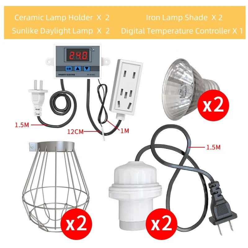 Thermostatic Brooding Heat Lamp for Chicks, Reptile & Farm Animals - Adjustable Heating Bulb