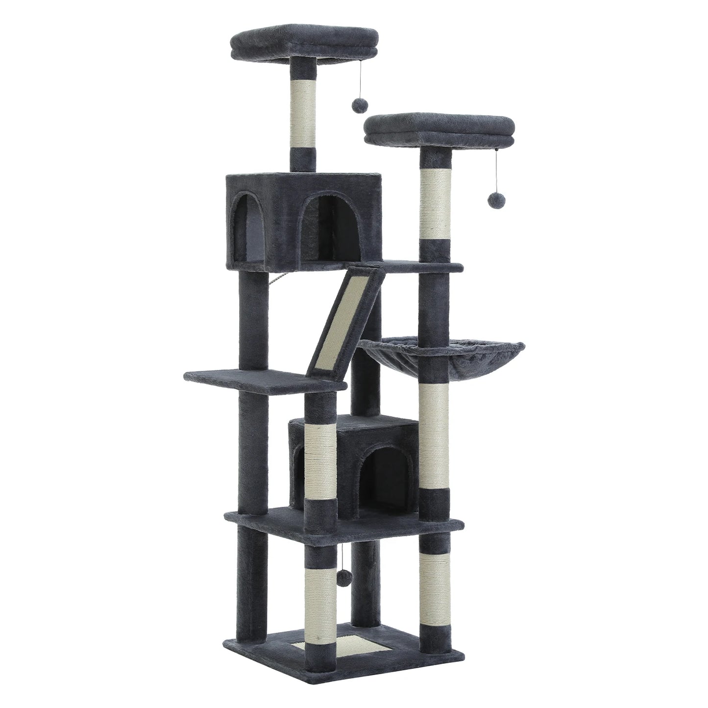 Large Cat Tree Tall Cat Tower for Indoor Cats Multi-Level Plush Cat Condo with Scratching Posts Scratching Posts Perches Caves