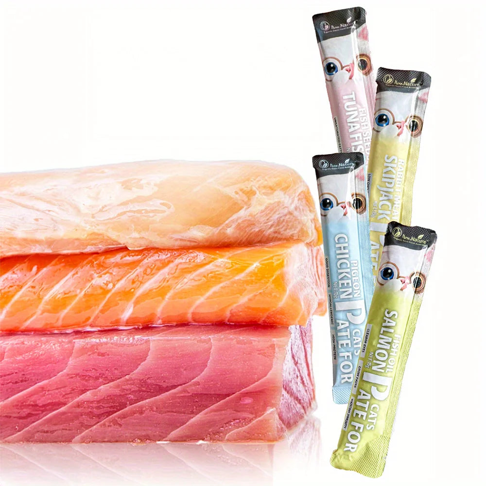 10.58oz(300g) Cat Stick, Chicken Flavor, Skipjack & Rabbit Flavor, Tuna & Fish Seed Flavor, Salmon & Fish Oil Flavor
