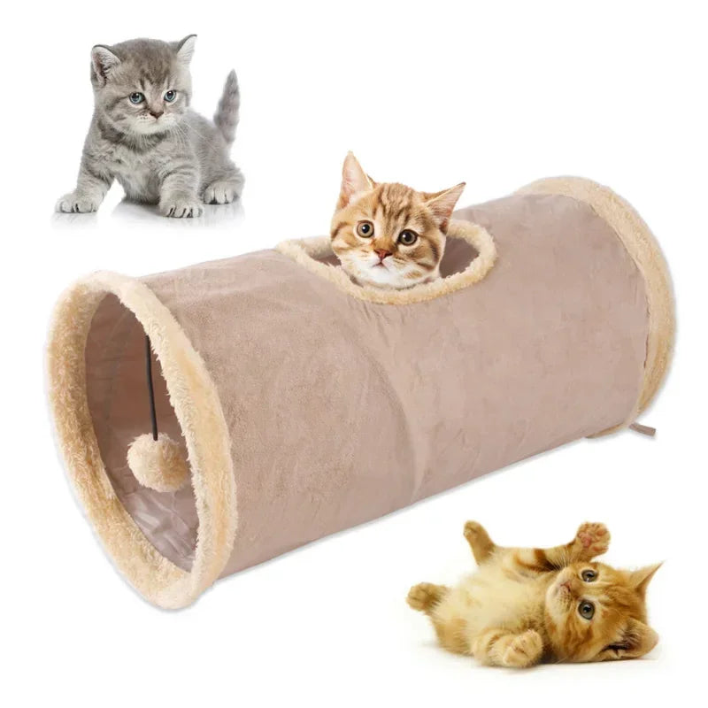 Foldable Cat Tunnel Tube Toy Collapsible Suede Fabric Play Tent Indoor cats Indoor Training Interactive Toy Pet Supplies
