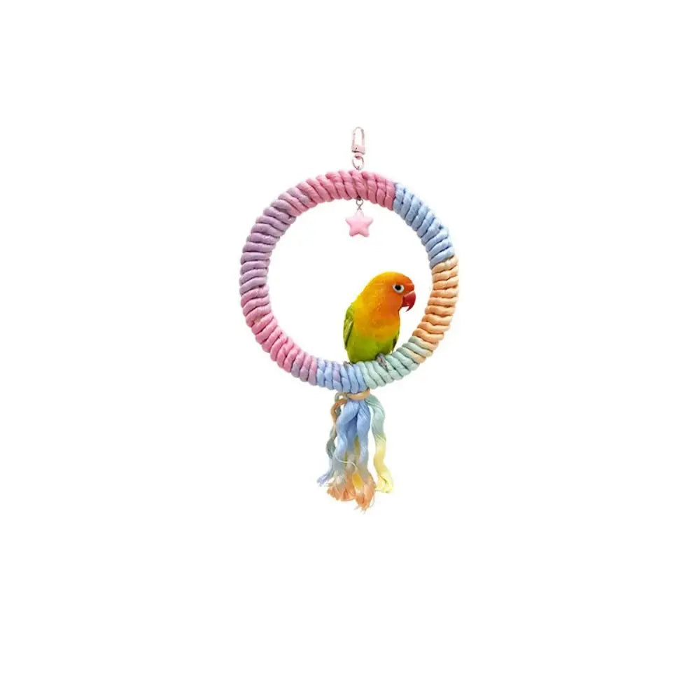 Screw Head Colored Cotton Parrot Pole Sturdy Hanging Clip Parrot Standing Woven Rope Rotating Comfortable Bird Bite Toy Climbing Pet