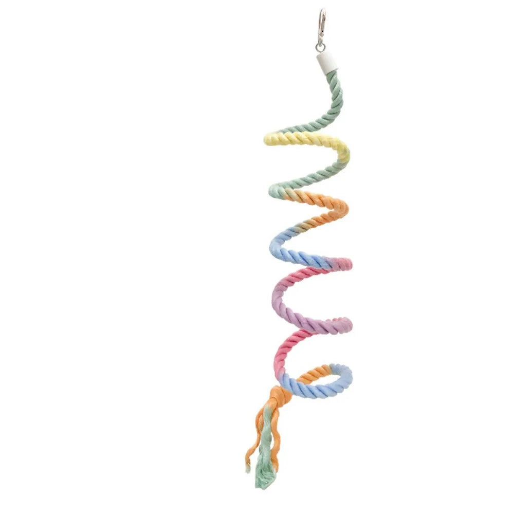 Screw Head Colored Cotton Parrot Pole Sturdy Hanging Clip Parrot Standing Woven Rope Rotating Comfortable Bird Bite Toy Climbing Pet
