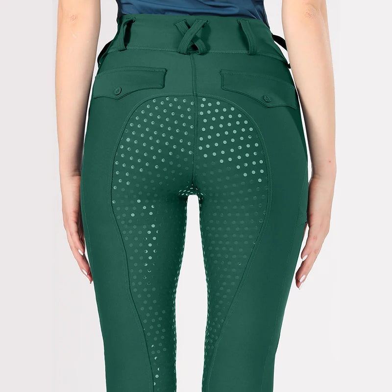 MXLLINA White Horse Riding Pants Women Equestrian Breeches Full Seat Silicone Competition Leggings Anti-pilling Sports Tights