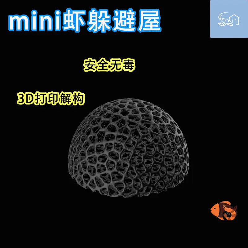 3D Printed Hiding Cave Shelter Ornaments for Small Fish Shrimp To Breed, Play and Rest, Fish Tank Accessories Aquarium Decoration