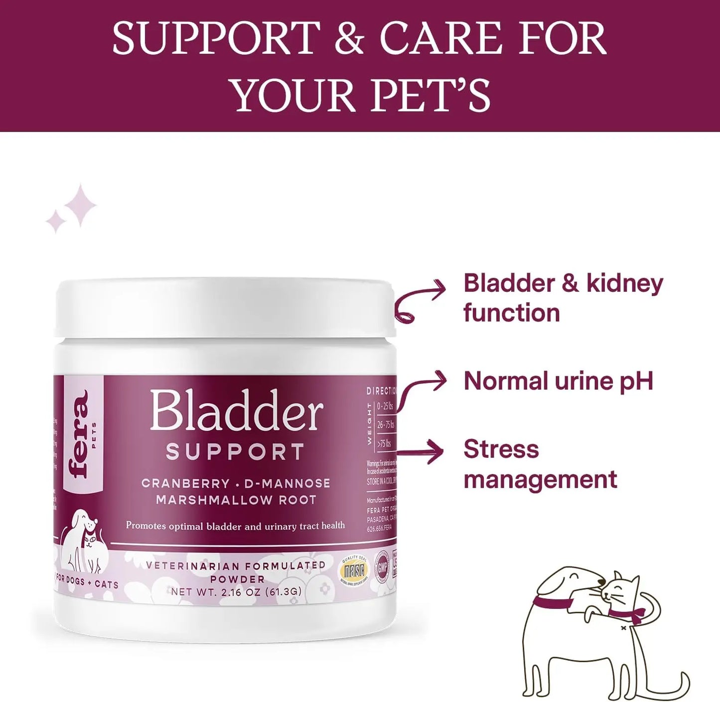 Bladder Cranberry Supplement for Dogs & Cats Vet Created Kidney & Urinary D-Mannose Cranberry, Stinging Nettle