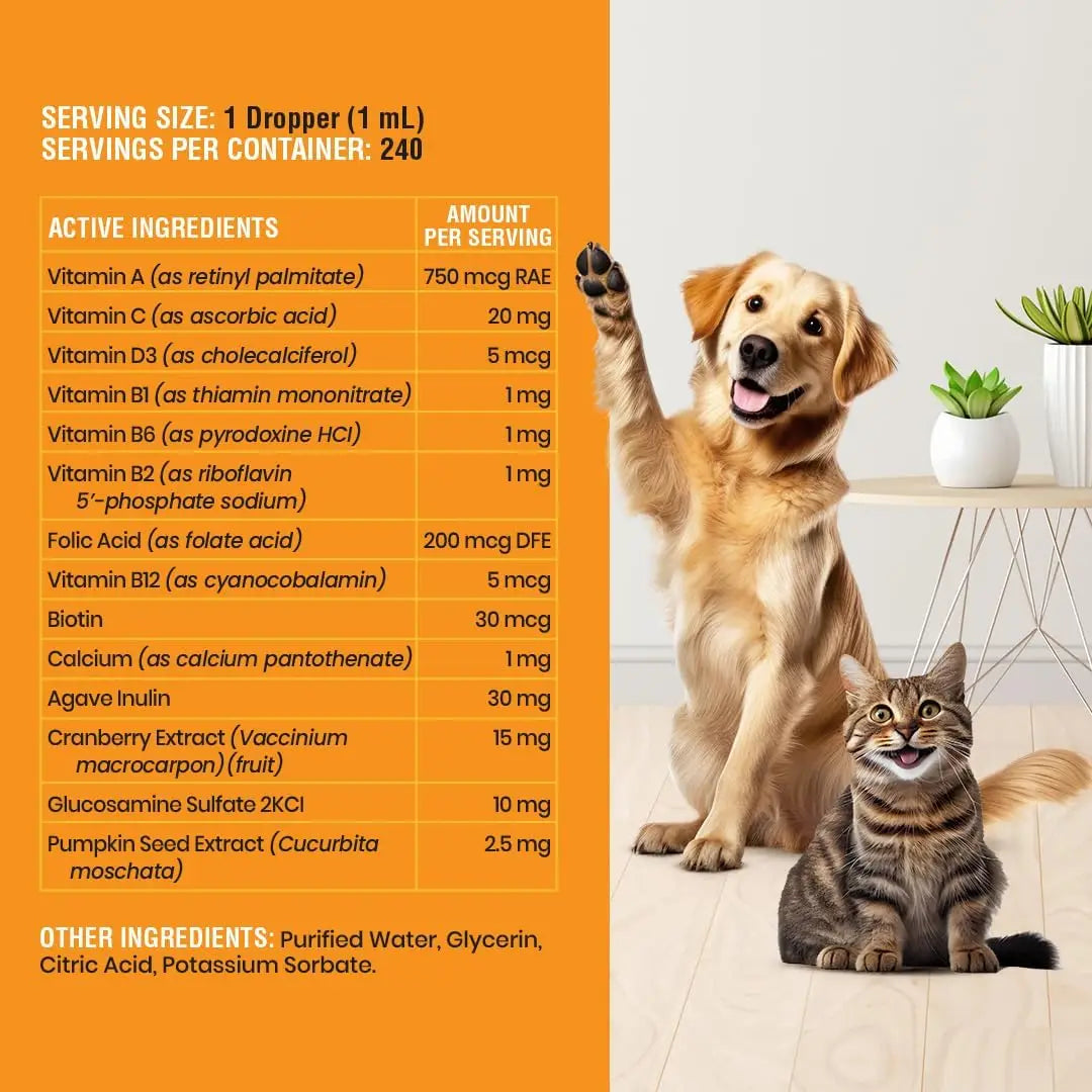 8 Ounce (Pack of 1)10-in-1 Liquid Multivitamin for Dogs and Cats, 8 Ounce Multi Vitamin Supplement, Vitamin for Dogs, Cats,