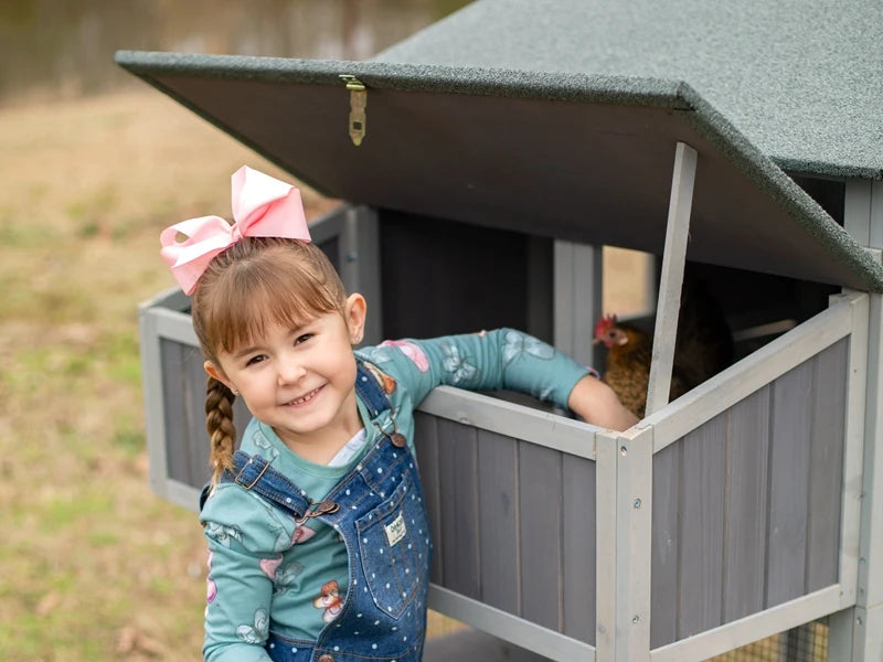 Portable Wooden Chicken Coop with Nesting Box with Sturdy Iron Frame, Durable and Waterproof, Large Upgraded Poultry Cage.