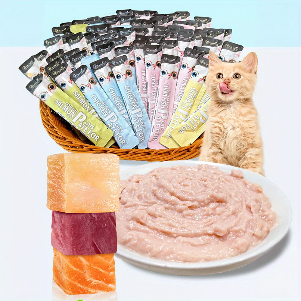 10.58oz(300g) Cat Stick, Chicken Flavor, Skipjack & Rabbit Flavor, Tuna & Fish Seed Flavor, Salmon & Fish Oil Flavor