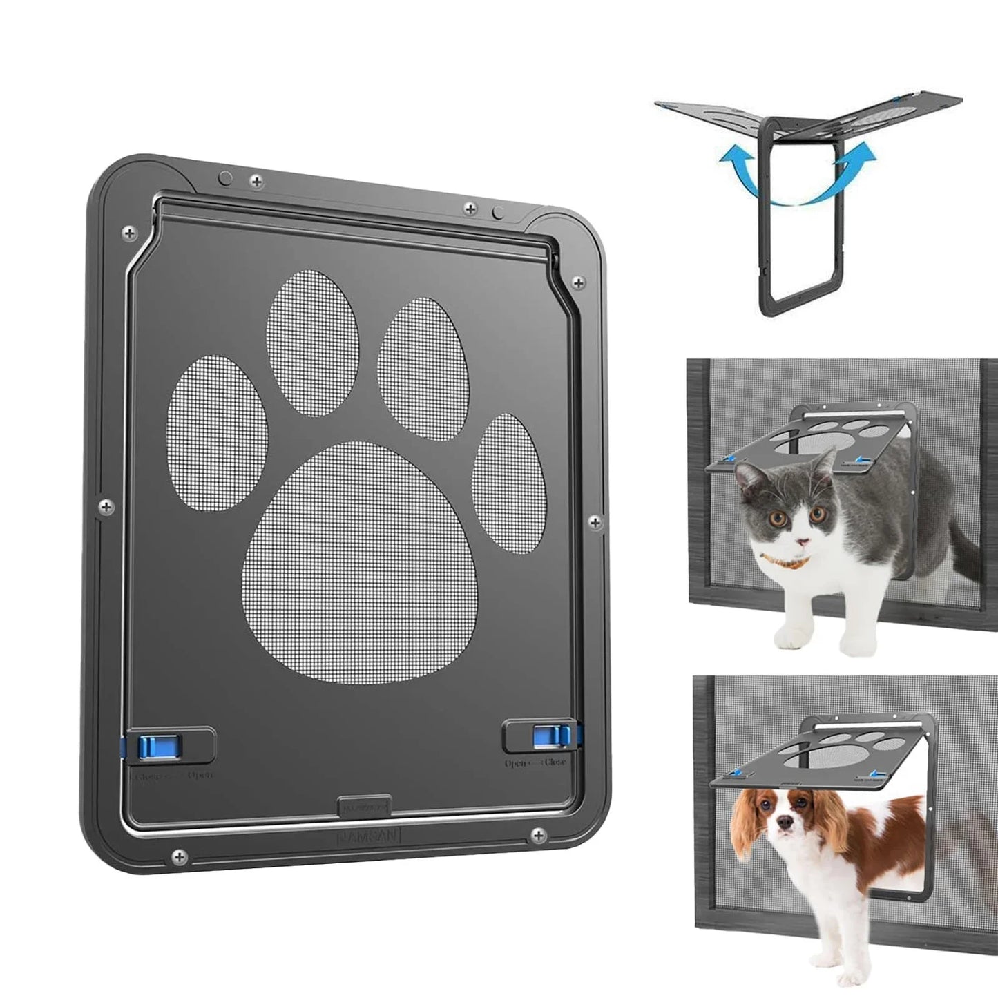 4-Way Lockable Plastic Pet Big Dog Cat Door for Screen Window Safety Flap Gates Pet Tunnel Dog Fence Free Access Door for Home