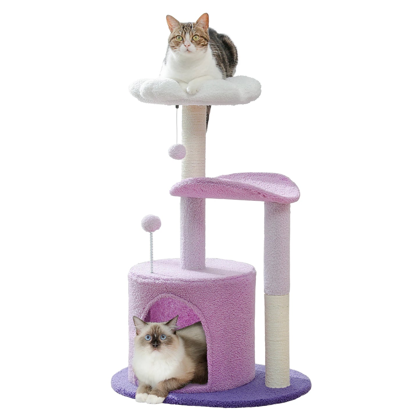 Flower Cat Tree with Natural Sisal Scratching Post, Cozy Cat Condo, Top Perch, Small Cat Tower for Small Indoor Cats