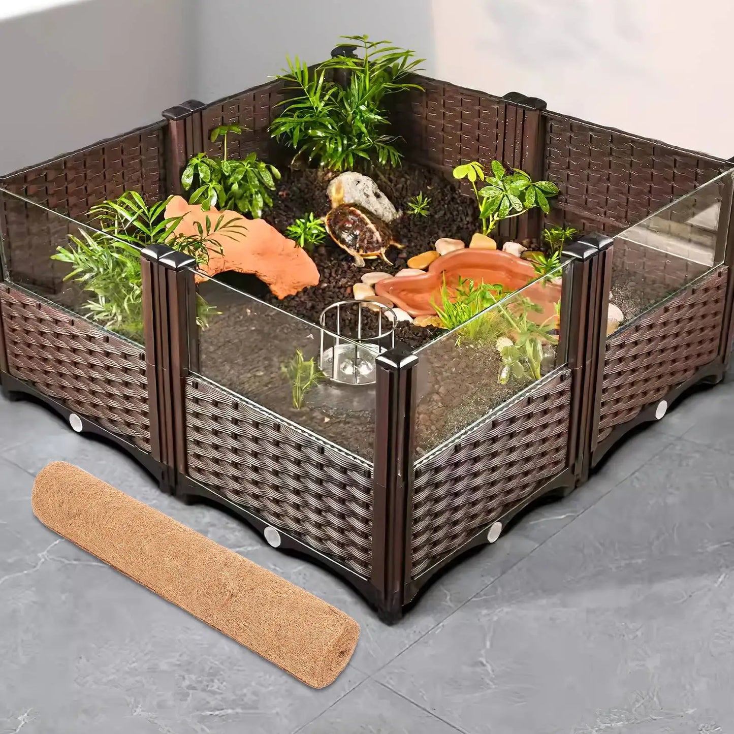 Coconut Fiber Mat Reptile Pet Carpet Tortoise Insect Carpet Mat Bedding Substrate Pad Durable Easy Clean Natural